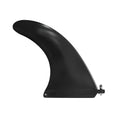 SUP paddle with removable fish fin component showing screw attachment point