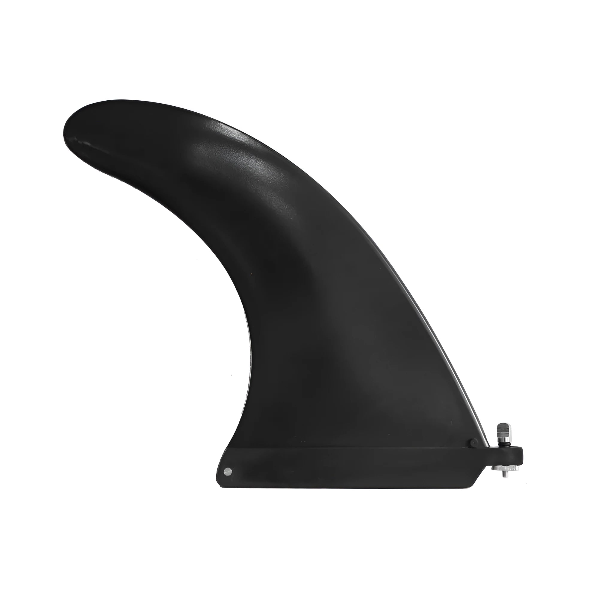 SUP paddle with removable fish fin component showing screw attachment point
