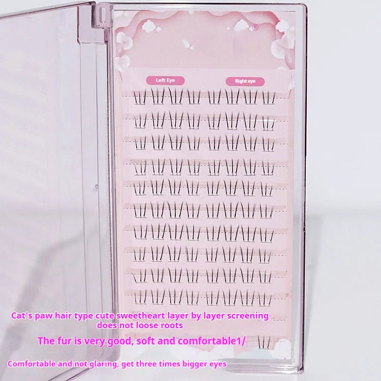 Kitten's paw lower eyelash set with 12-row segmented construction and 4-5-6mm length variation