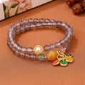 Natural grey agate women's bracelet with two-circle design and retro style