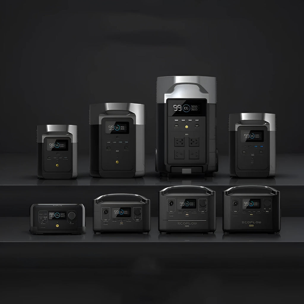Rui Pro 720Wh portable power station with multiple output ports on a wooden surface outdoors.