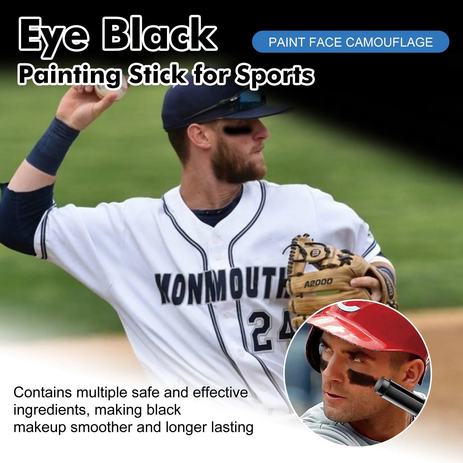 15g sports eye black paint stick in 8.6cm case for baseball and athletic use