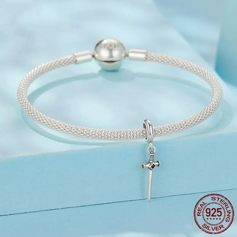 S925 sterling silver bead with inlay treatment, height 2.5cm, width 0.6cm, aperture 0.45cm