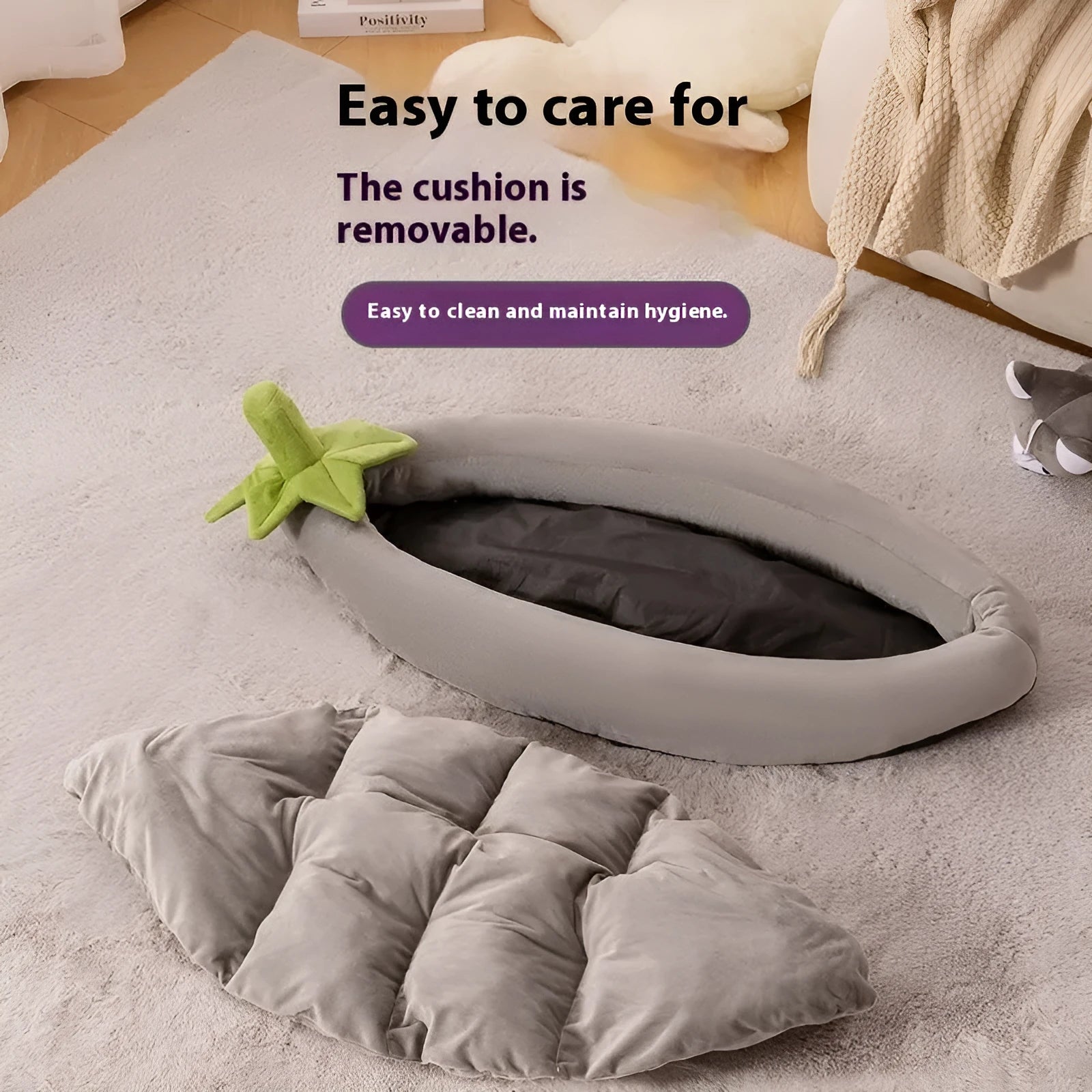 Removable washable dog mat in brown, shown in an L size of 70x45cm for dogs up to 12.5kg.