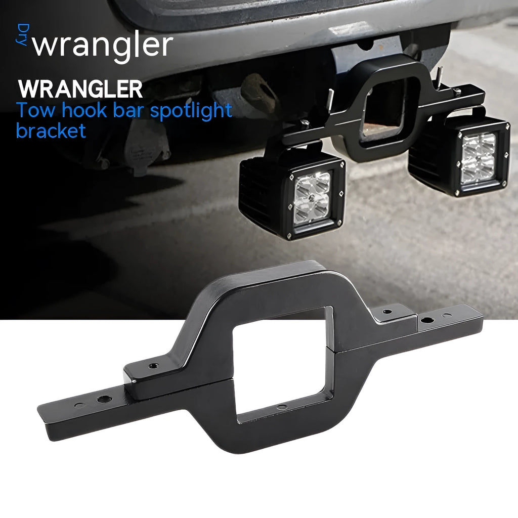 Black aluminium alloy LED reverse light mounting bracket for Jeep Wrangler.