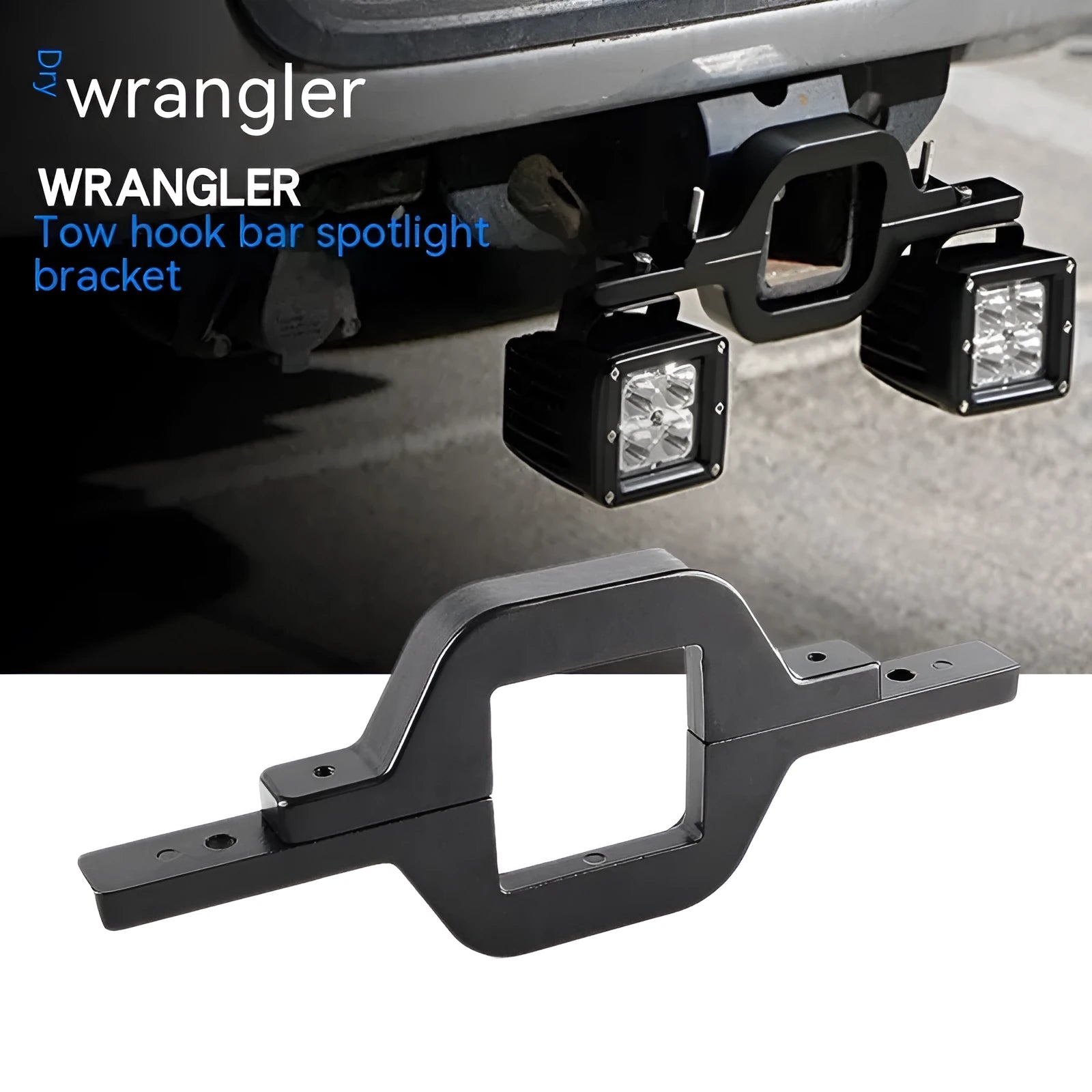 Black aluminium alloy LED reverse light mounting bracket for Jeep Wrangler.