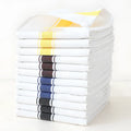 Striped polyester cotton blended dish towels in blue, yellow, brown, black and multi-colour options