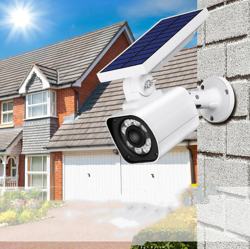 White solar garden light with simulation camera, 18 LEDs, IP67, 5W, ABS and aluminium alloy construction