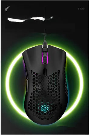 BM600 hollow-out wireless gaming mouse with luminous charging in cyan, black, or white colours.
