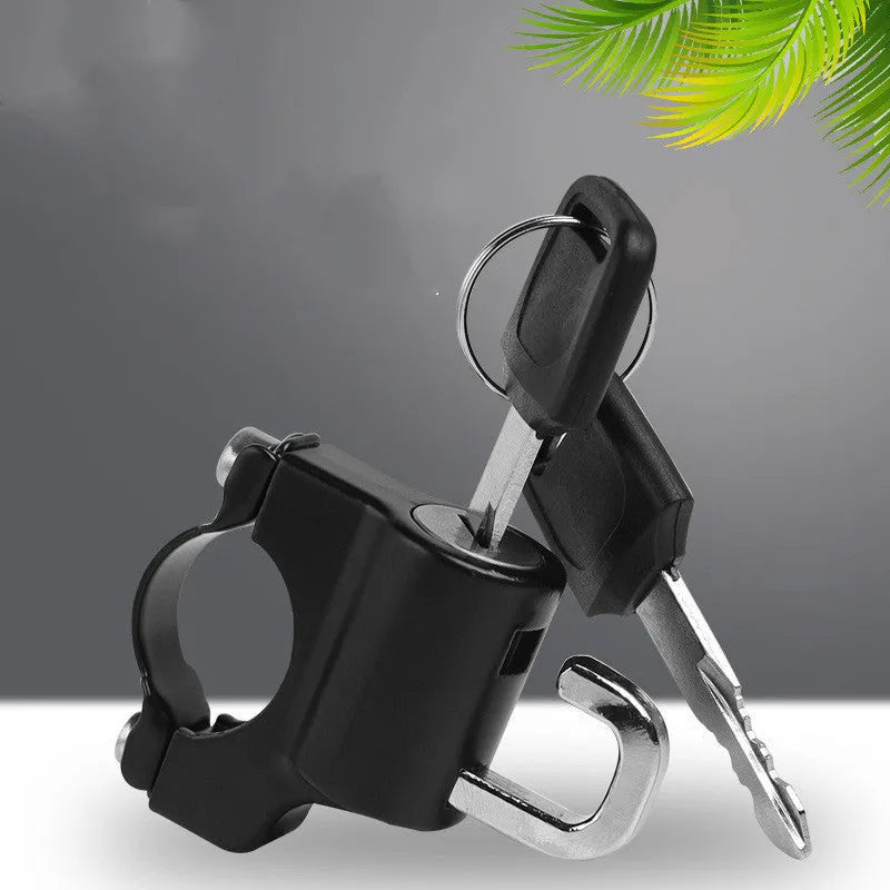 Anti-theft fixed multi-function lock black metal 58x46mm for helmet on electric car handlebar