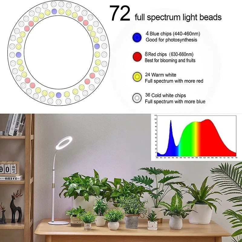 6-inch Angel Ring retractable floor plant grow light with adjustable stand extended to 1.7 metres