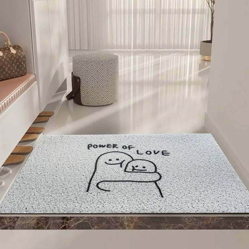 Square PVC floor mat with a geometric cartoon face Mr. Big Nose pattern in multiple size options.