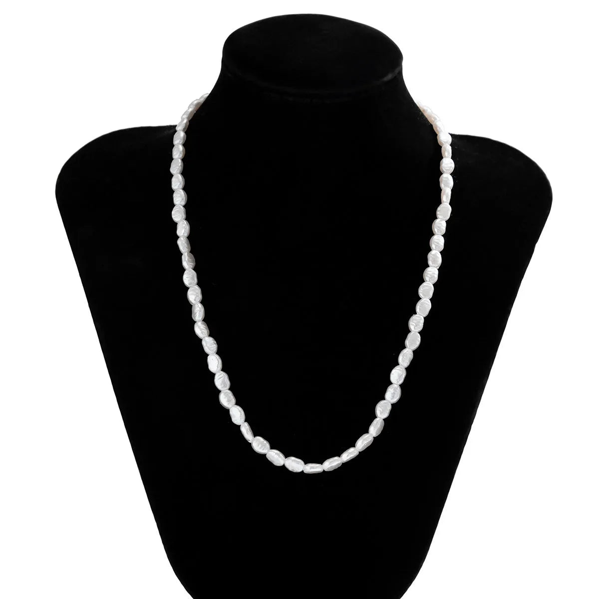 Men's white U-shaped imitation pearl necklace with adjustable 41-50cm clavicle chain