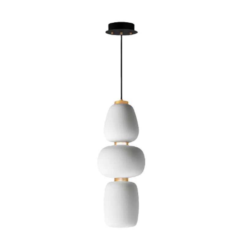 Modern minimalist glass chandelier with warm LED light, iron frame, Type C style