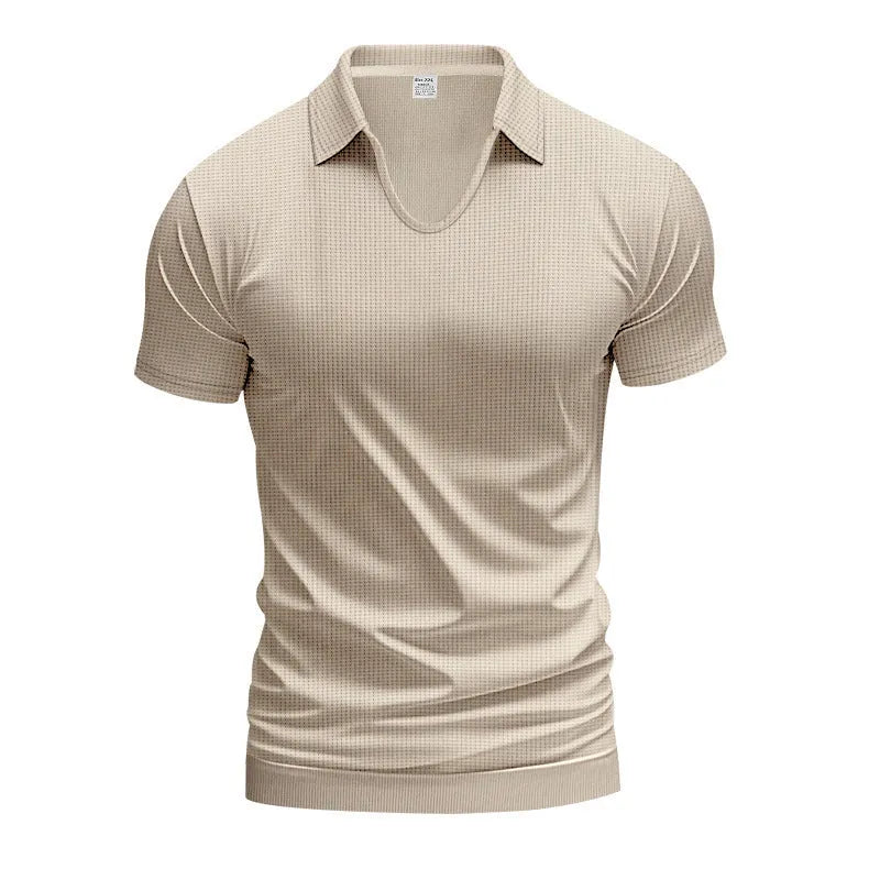 Men's cotton blend V-neck T-shirt in loose fit with short sleeves for summer casual wear