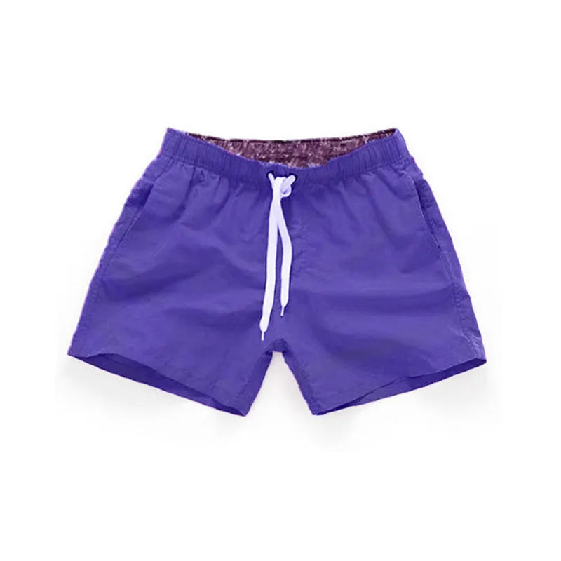 Men's straight leg polyester beach shorts in multiple colour options