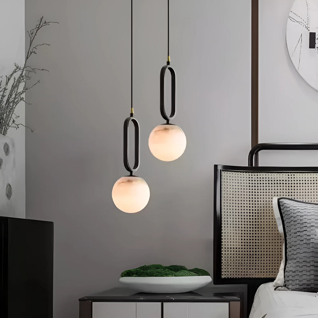 Nordic wall light marble shade copper frame black finish 15cm size on wall