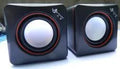 Black square USB-powered 2.0 small computer speaker for desktop audio enhancement