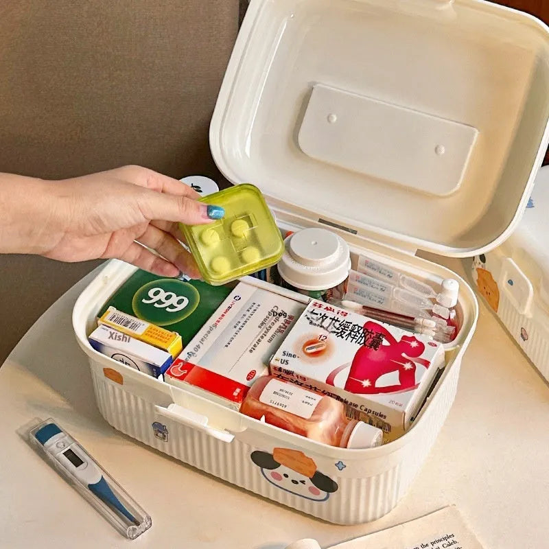 White plastic storage box with double-layer design and removable divider for flexible organisation