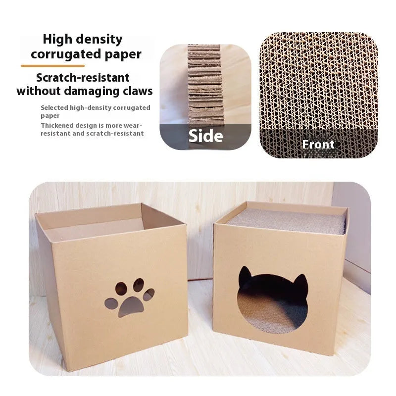 Vertical cat scratch board with corrugated paper surface and pet milk carton design