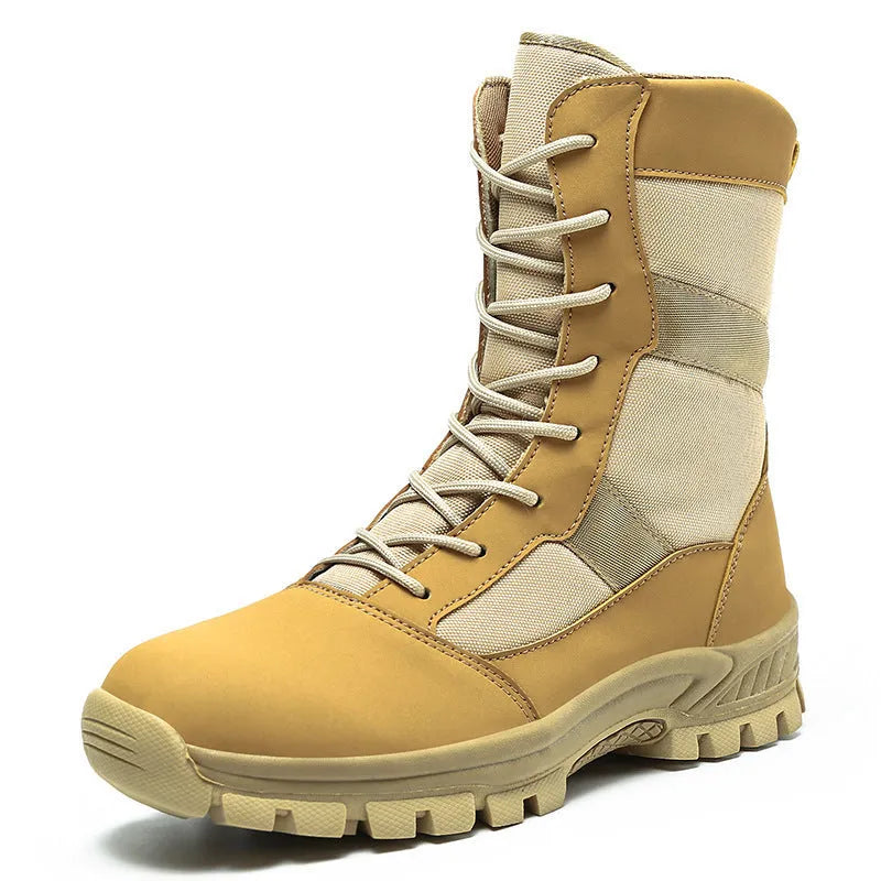 Men's black mesh high-top Martin boots with totem detail, plus size options available