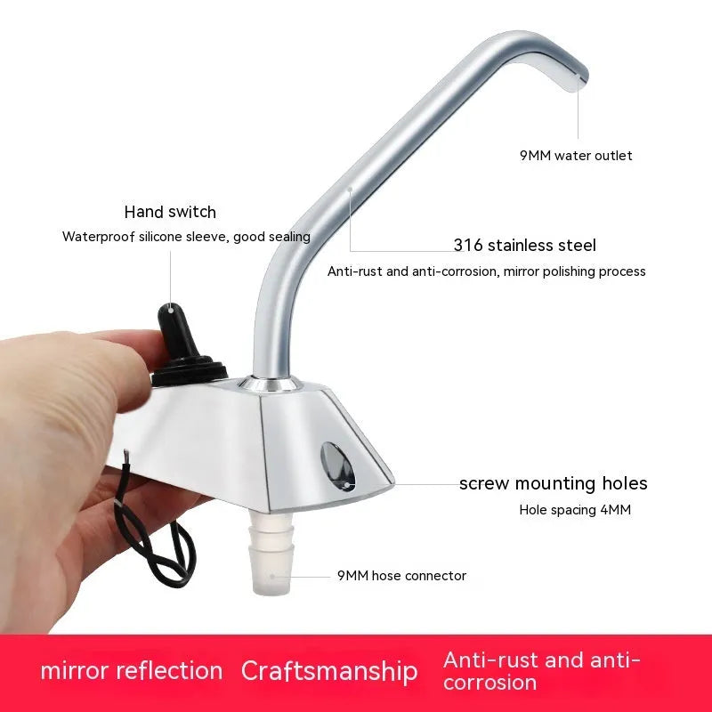 Electronic control RV kitchen tap with mirror polished stainless steel finish