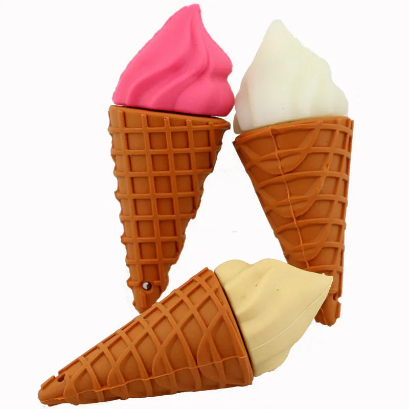 Cute mini ice cream shaped novelty USB flash drive on a white background.