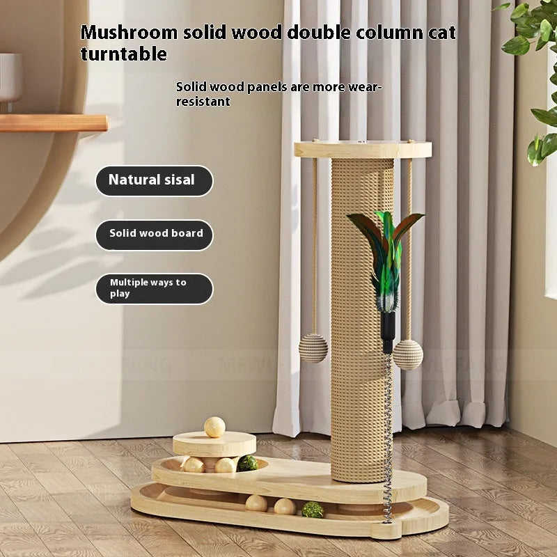 Solid wood cat turntable scratching post and climbing frame in various colour designs