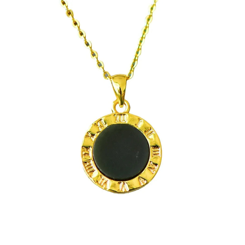 Natural Hetian gray jade pendant necklace with copper inlay detailing and ink blue jade accents.
