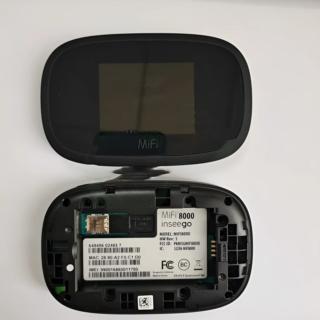 Black portable 4G wireless router with battery and cable for mobile internet access.
