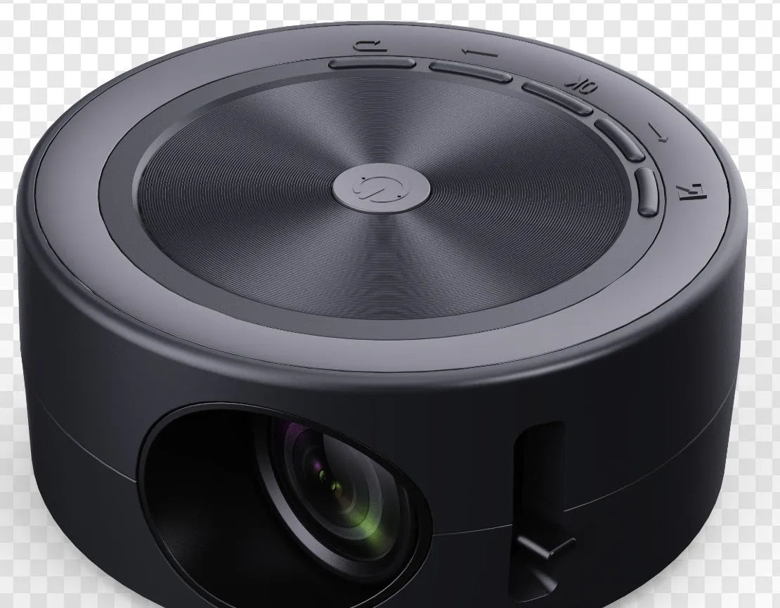 YT200 compact LED projector in black, white, yellow and white, or blue and white colours with remote control