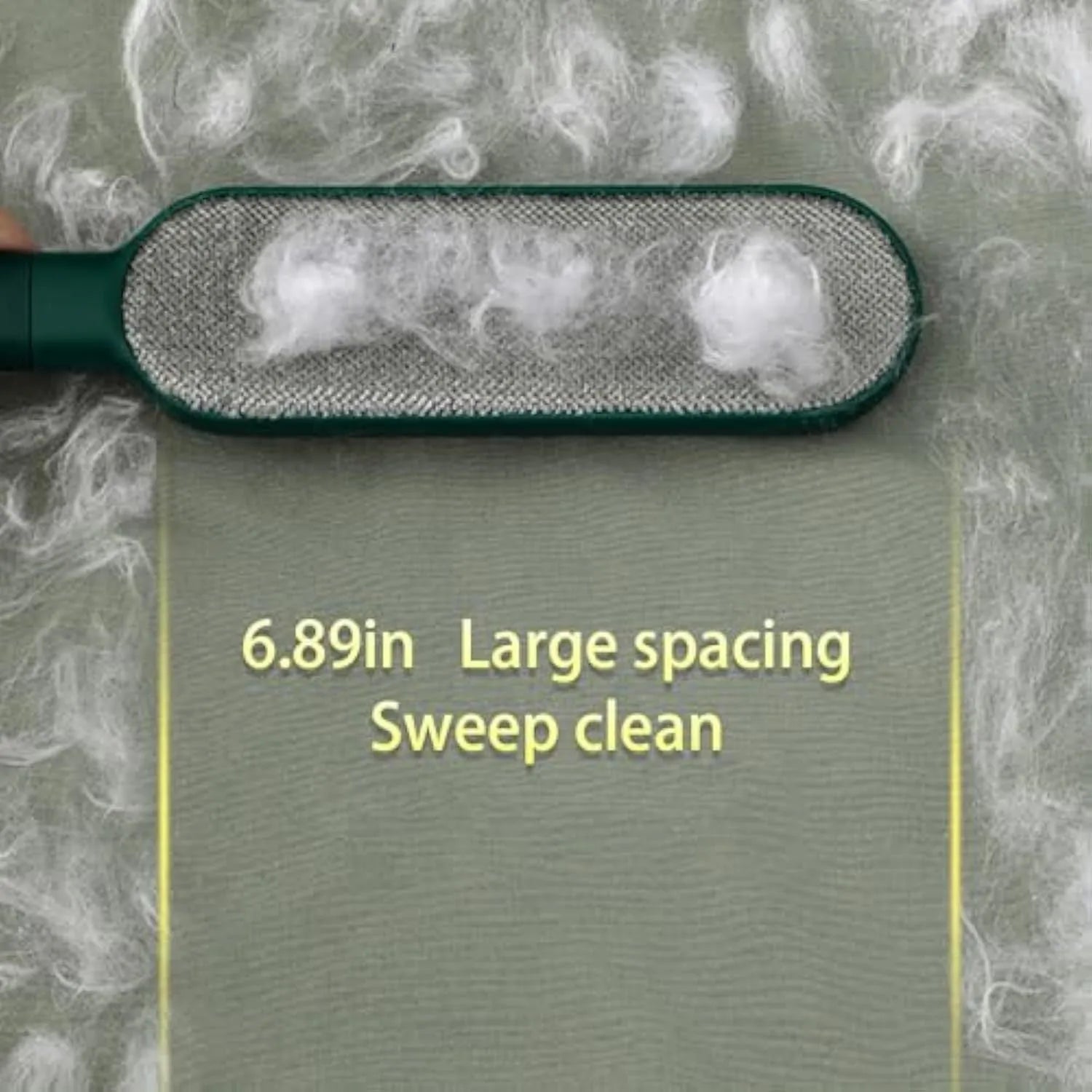Blue pet hair remover brush with storage base for collecting shed fur from fabrics