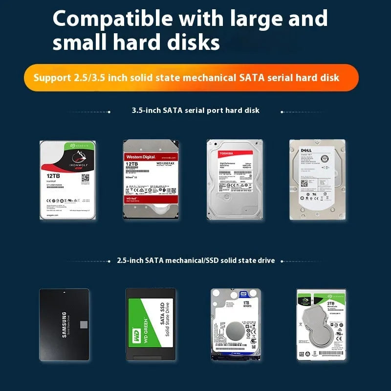 3.5 inch SATA hard drive USB enclosure with sliding cover and included power supply