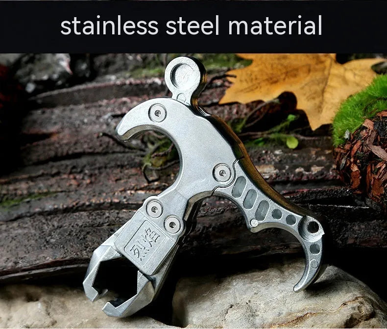 Zinc alloy archery release aid with a two-axis harpoon clip and stainless steel spring mechanism.