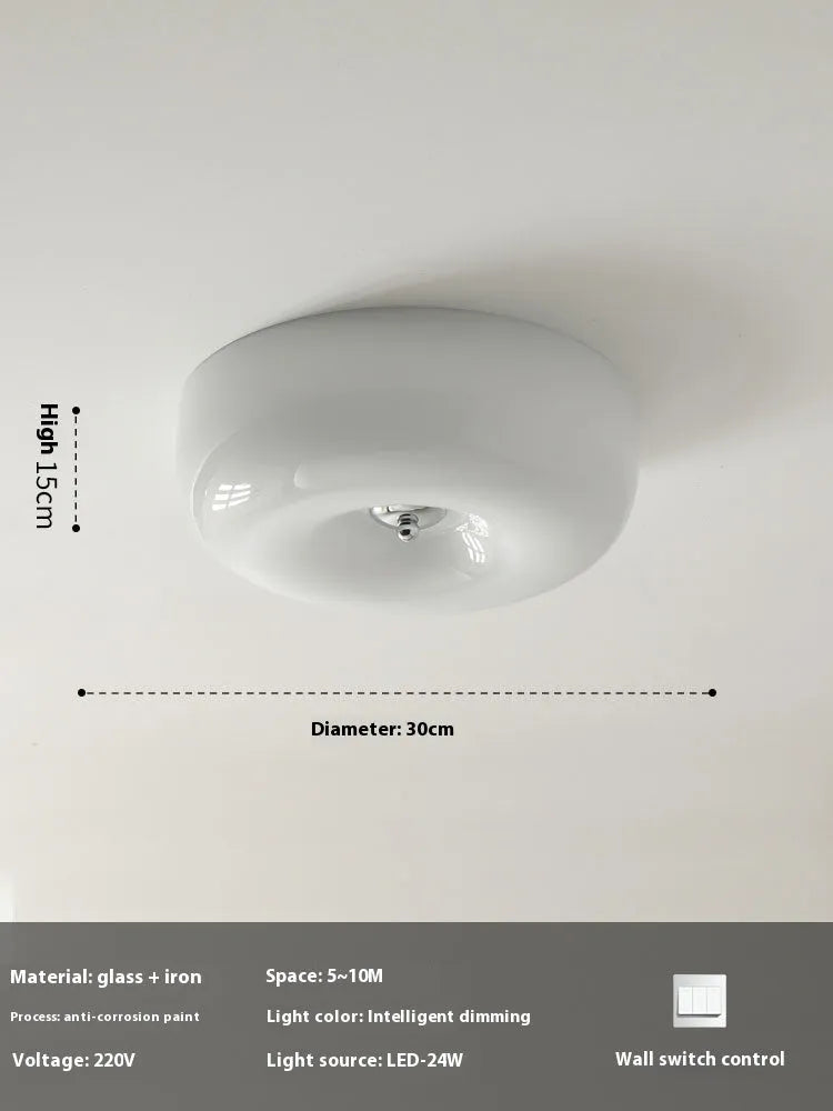 Cream-coloured American vintage style bedroom ceiling light with three-colour settings.