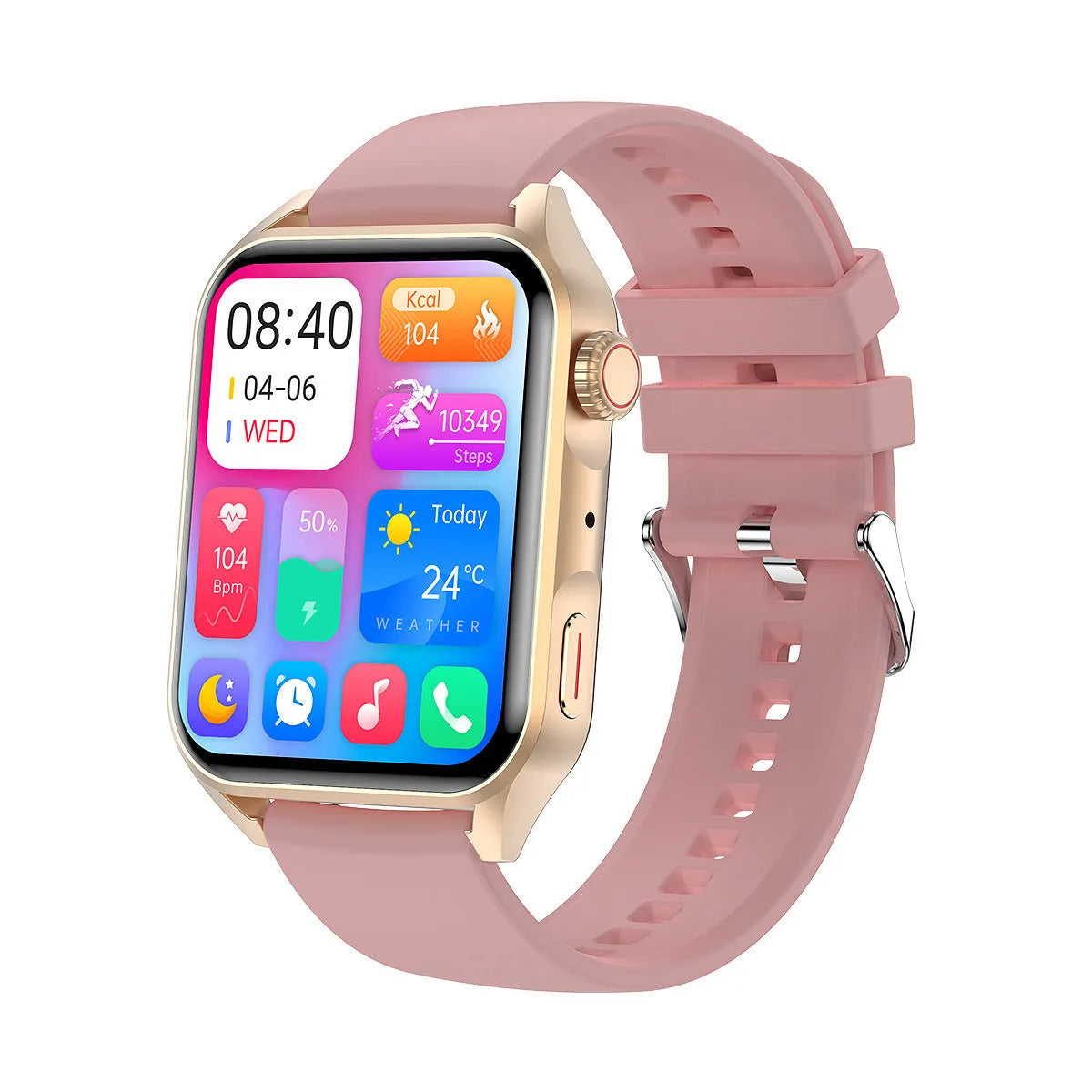 Smart watch with a 1.8-inch AMOLED screen on a silicone strap, showing a multi-dial display.