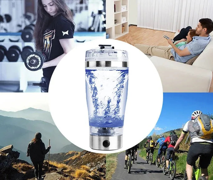 Stainless steel colour USB rechargeable electric protein shaker cup with 600ml capacity