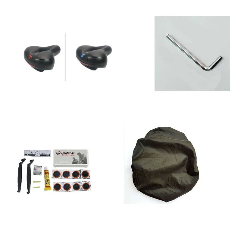 Thickened soft silicone bicycle saddle cushion with PU leather cover and included waterproof cover and tools