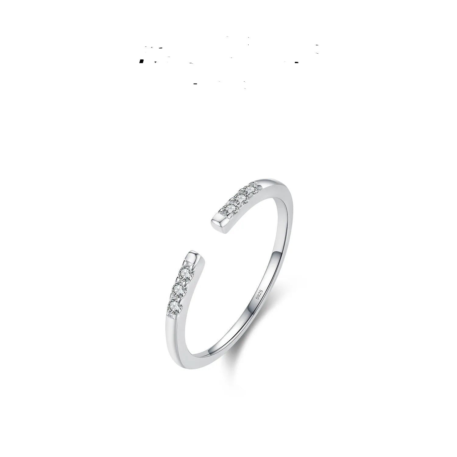 Diamond-studded silver ring with adjustable opening, geometric shape, available in gold or silver colour