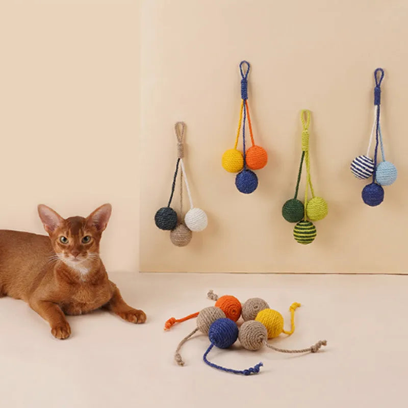 Bite-resistant cat toy set with teaser stick and catnip balls measuring 255mm