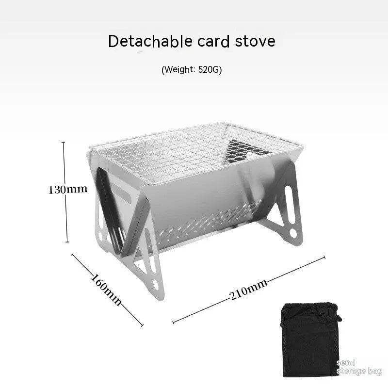 Folding stainless steel barbecue oven with grill rack and storage bag for outdoor cooking