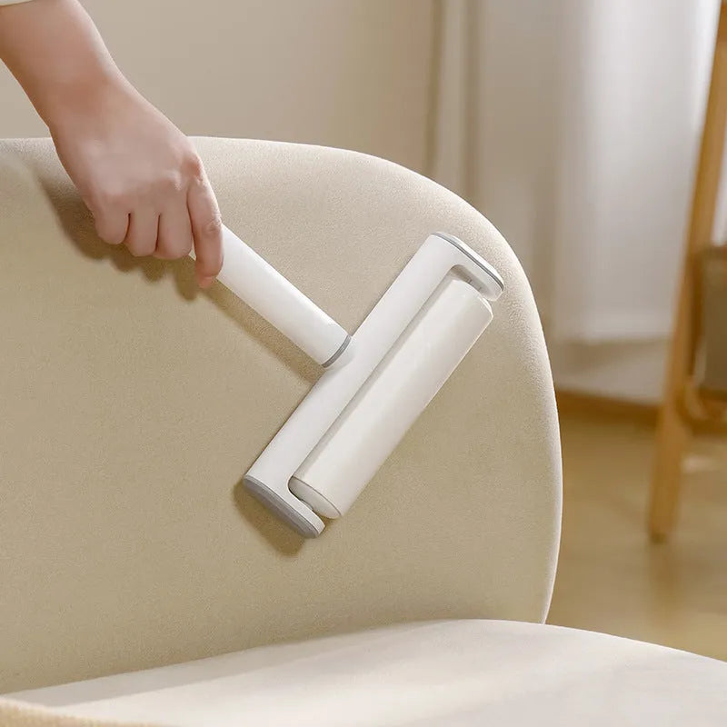 Lint remover roller with tearable paper stick for pet hair removal from floors