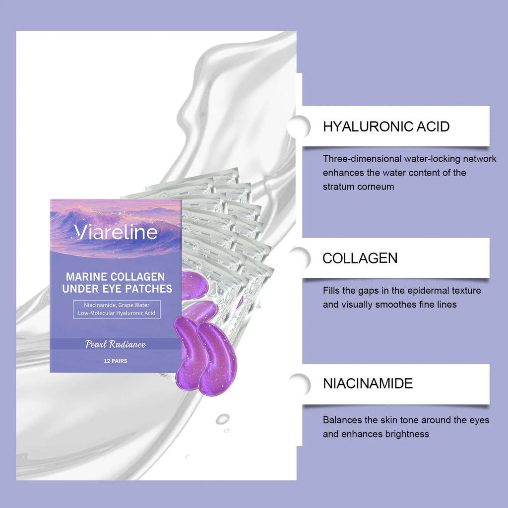 Collagen eye mask treatment with hyaluronic acid in 12-pair packaging