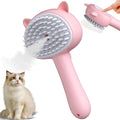 Blue cat-ear shaped pet grooming brush with rubber bristles and water reservoir