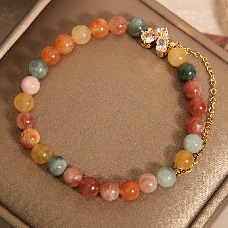 Fu Lu Shou crystal bracelet for women with V-shaped zircon charms and cartoon styling