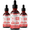 Liquid B12 vitamin drops in dropper bottle for oral supplementation