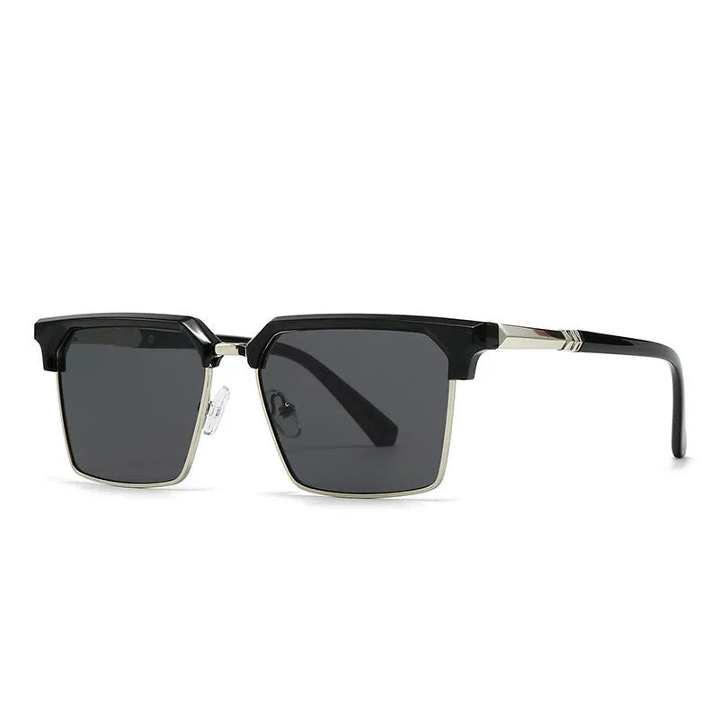 A pair of men's square sunglasses with a plastic frame, shown in one of the six available colour options.