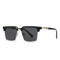 A pair of men's square sunglasses with a plastic frame, shown in one of the six available colour options.