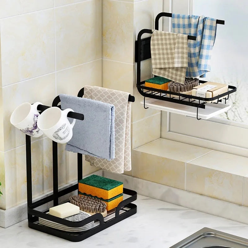 Foldable white plastic kitchen storage rack in new Chinese style, shown on a tabletop