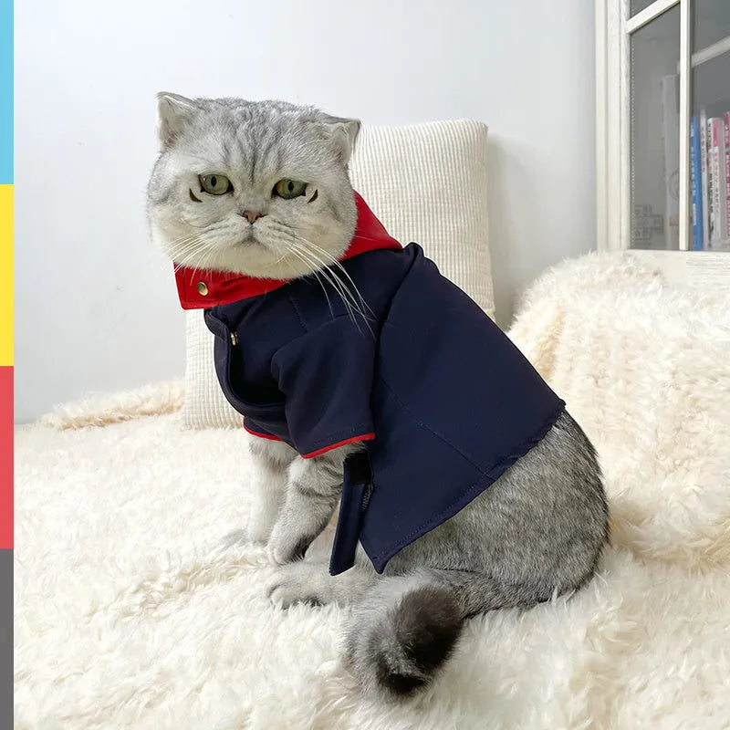 A pet hoodie costume in Polygonum cuspidatum Youren colour for cats and dogs, shown with its removable hood.